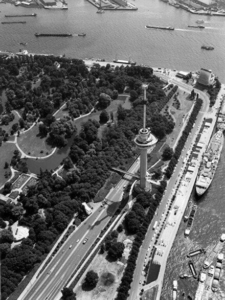 Euromast Rijkmonument Rotterdam euromastrotterdam spacetower HuigMaaskant SSRotterdam stoomschip havenrotterdam rotterdamhaven haven schiphistorichefoto fotoarchief rotterdam rotterdamart ginvi ginviart artgallery