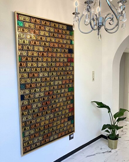 goudendollars dollarschilderij luxedollarkunstwerk 3dkunstwerk 3dkunst 3dwallart  dollarkunst kunstwerkdollar dollarschilderij  Goldleaf Bladgoud Goudenkunstwerk Goudschilderij luxekunst handgemaakt goudtinten