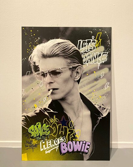 graffiti kunstwerk, handgemaakt, limitededition, luxeschilderij, beroemdschilderij, luxekunstwerken, davidbowiekunstwerk, davidbowiekunst