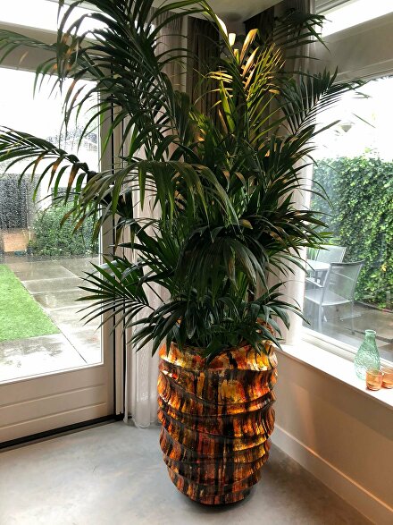 epoxy kunstwerk, epoxy tijgeroog, epoxy kunstwerk, luxe bloempot, kunstzinnige bloempot, luxe unieke bloempot