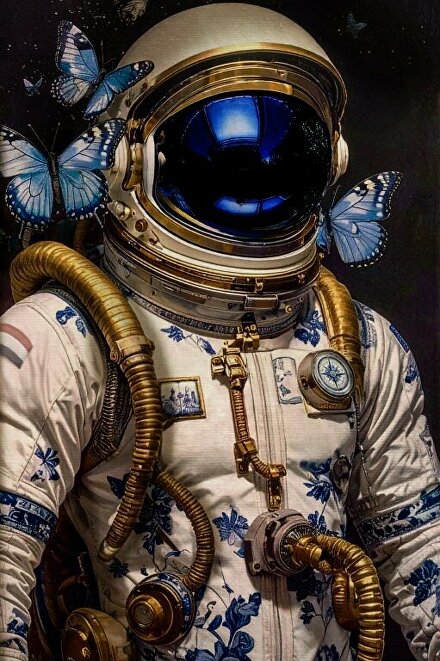 astronaut schilderij, delfts blauw kunstwerk, kunst astronaut met vlinders, uniek schilderij met goud, ginvi art gallery, kunst kopen rotterdam, kunstwerk met epoxy, astronauten kunst, moderne kunst met klassiek tintje, kunst met vlinders, kunst delft blauw, wanddecoratie met karakter, originele kunst kopen, schilderij met kompas, kunst met rotterdam, kunst kopen Rotterdam, schilderij Rotterdam, kunst Capelle aan den IJssel, kunst Barendrecht, kunstwerk Nesselande, schilderij kopen Zuid-Holland, kunst Delft, kunst Den Haag, kunstwerk Gouda, kunst kopen Ridderkerk, moderne kunst Zuid-Holland, kunstgalerie Rotterdam, unieke kunstwerken Nederland