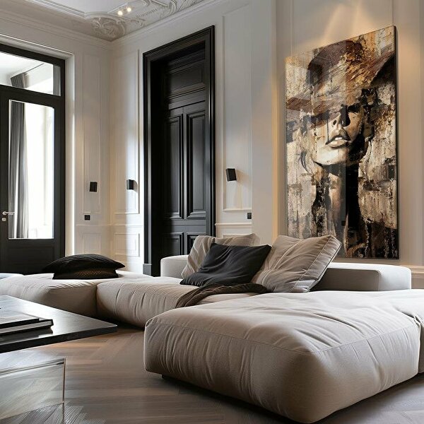 abstract art, mixed media art, contemporary art, female portrait painting, textured artwork, epoxy art, gold leaf art, luxury wall art, modern wall decor, statement artwork, large wall art, modern abstract portrait, gallery art, expressive painting, layered textures, impasto painting, modern art with gold, luxury interior art, contemporary wall art, high-end art, unique art piece