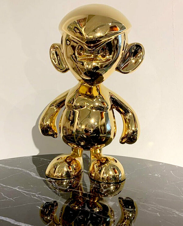 Binkie, 24k beeld, 24karaat kunstwerk,  24karaatgoud,  rotterdamart, 010art, verguld beeld, goud verguld,  artofrotterdam, artgallery, artgalleryrotterdam, ginvi