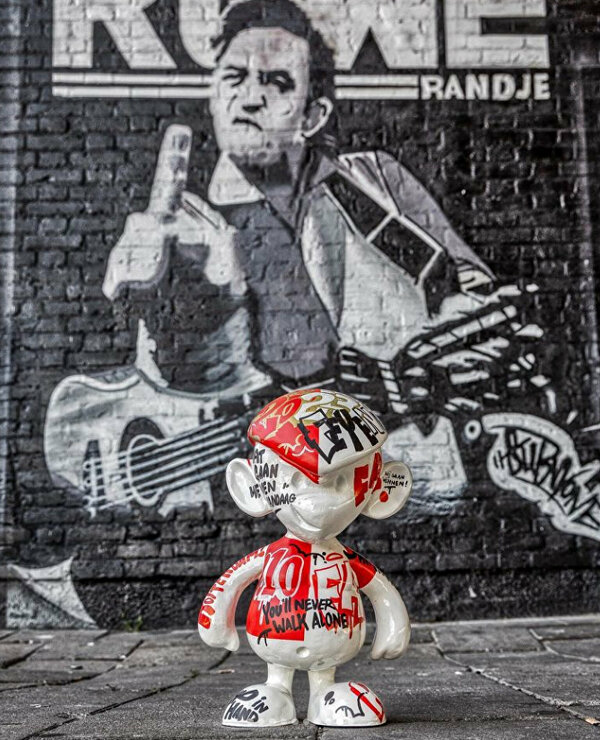 Binkie x Quilindschy Hartman, Feyenoord, feyenoordkunstwer, graffiti art, goededoel, kunst voor het goede doel, ginvi, artgallery, kunst rotterdam