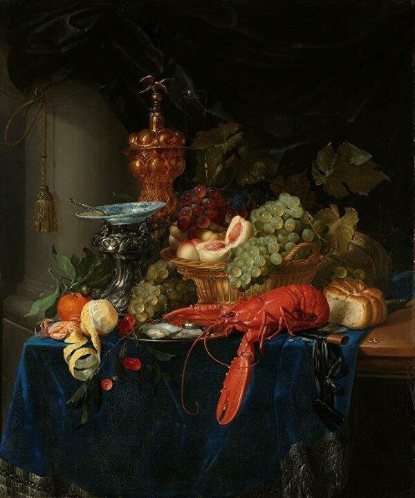 Stilleven met een gouden bokaal, Pieter de Ring, ca. 1655 - ca. 1660 olieverf op doek, h 101,2cm × b 84,7cm