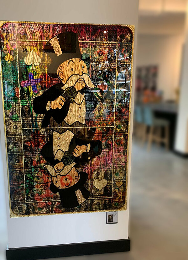 monoply structuurschilderij 3dschilderij rijk 3dkunstwerk 3dkunst 3dwallart  speelkaart    Goldleaf Bladgoud Goudenkunstwerk Goudschilderij luxekunst handgemaakt limitededition