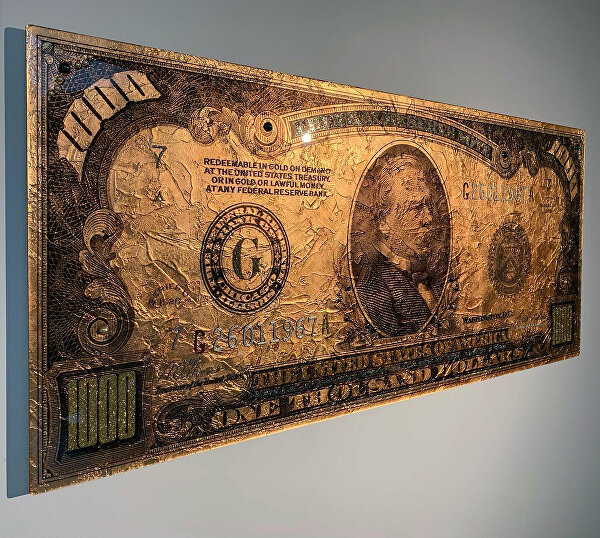 Koper Koperendollar Koperkunst Kunstwerkmetkoper dollarkunst kunstwerkdollar dollarschilderij  Goldleaf Bladgoud Goudenkunstwerk Goudschilderij luxekunst handgemaakt limitededition