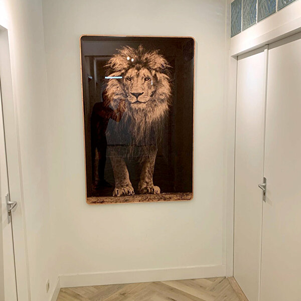 GoudenLeeuw Koper Koperenleeuw messingleeuw Goldleaf Bladgoud Goudenkunstwerk Goudschilderij luxekunst handgemaakt limitededition