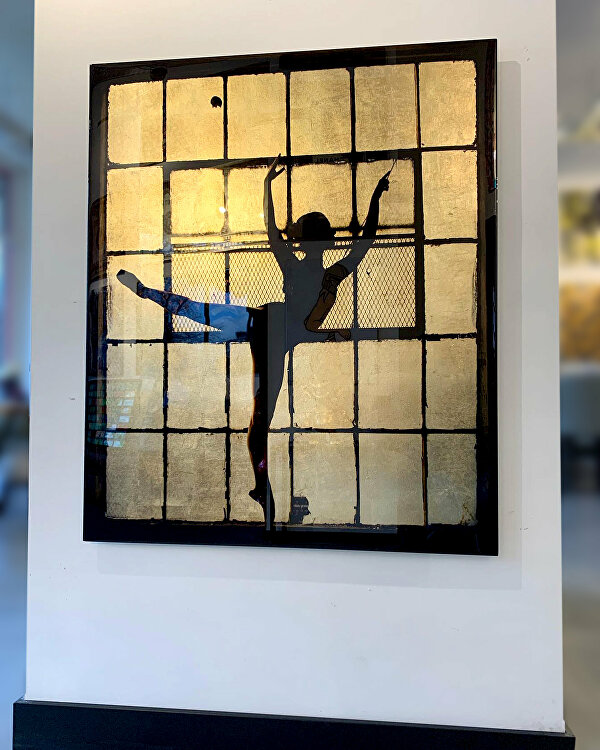 Ballerina Balletkunst Ballet Ballerinaschilderij  Goldleaf Bladgoud Goudenkunstwerk Goudschilderij luxekunst handgemaakt limitededition