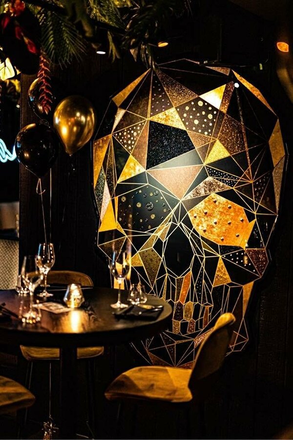 Designerskull Luxuryskull goudenskull dooskopgoud Goldleaf Bladgoud Goudenkunstwerk Goudschilderij luxekunst handgemaakt limitededition