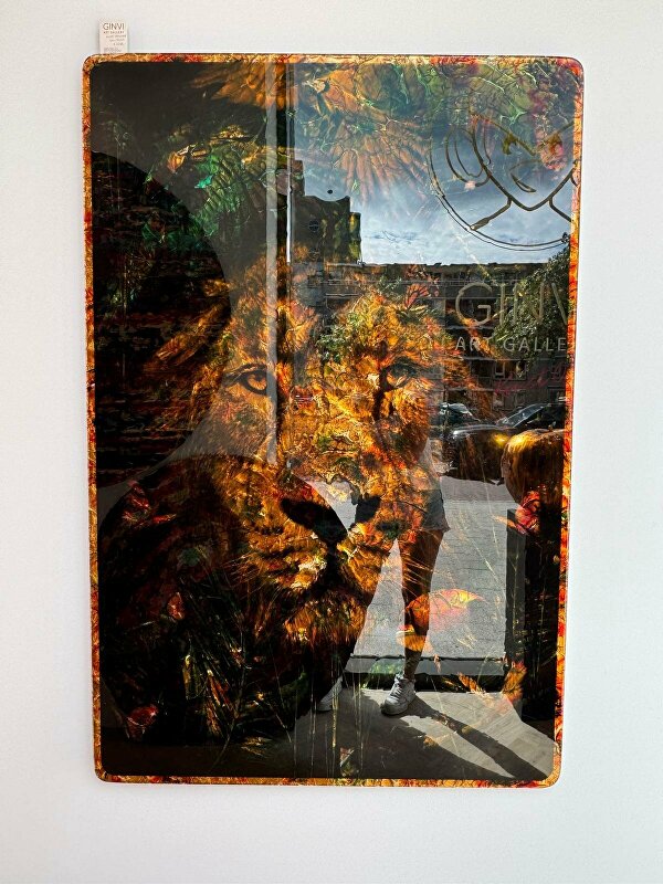 Lion Goldleaf art - bladgoudkunst, kunstopmaat, goudenleeuw, abstracte leeuw, ginvi, kunstgallerij, rotterdam kunstkopen, leeuwschilderij