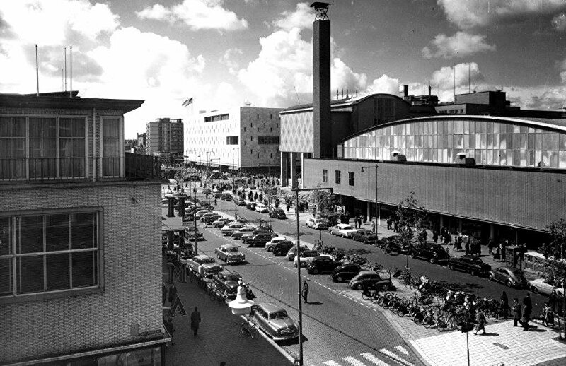 Rotterdam Beursplein Hema V&D koopgoot 1956-1961.
