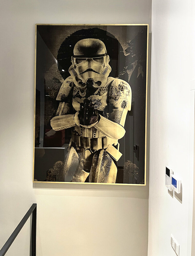 bladgoud kunstwerk, stormtrooperschilderij, starwarskunstwerk, starwarsschilderij, stormtrooperartwork, kunstopmaat, kunstkopenrotterdam